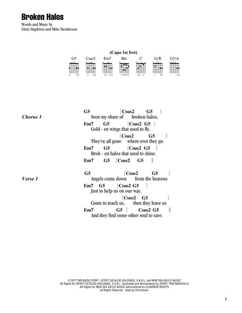 halo chords|guitar chords for broken halos.